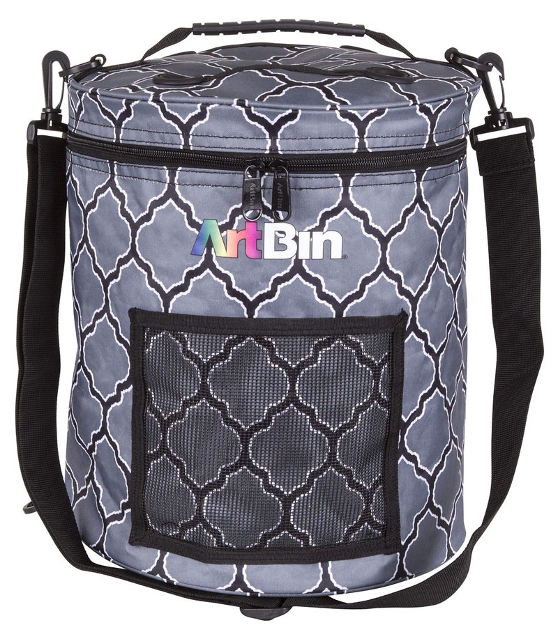 ArtBin 6804SA Yarn Drum, Portable Knitting & Crochet Storage, [1] Poly Canvas Tote Bag, Gray Print - Image 3